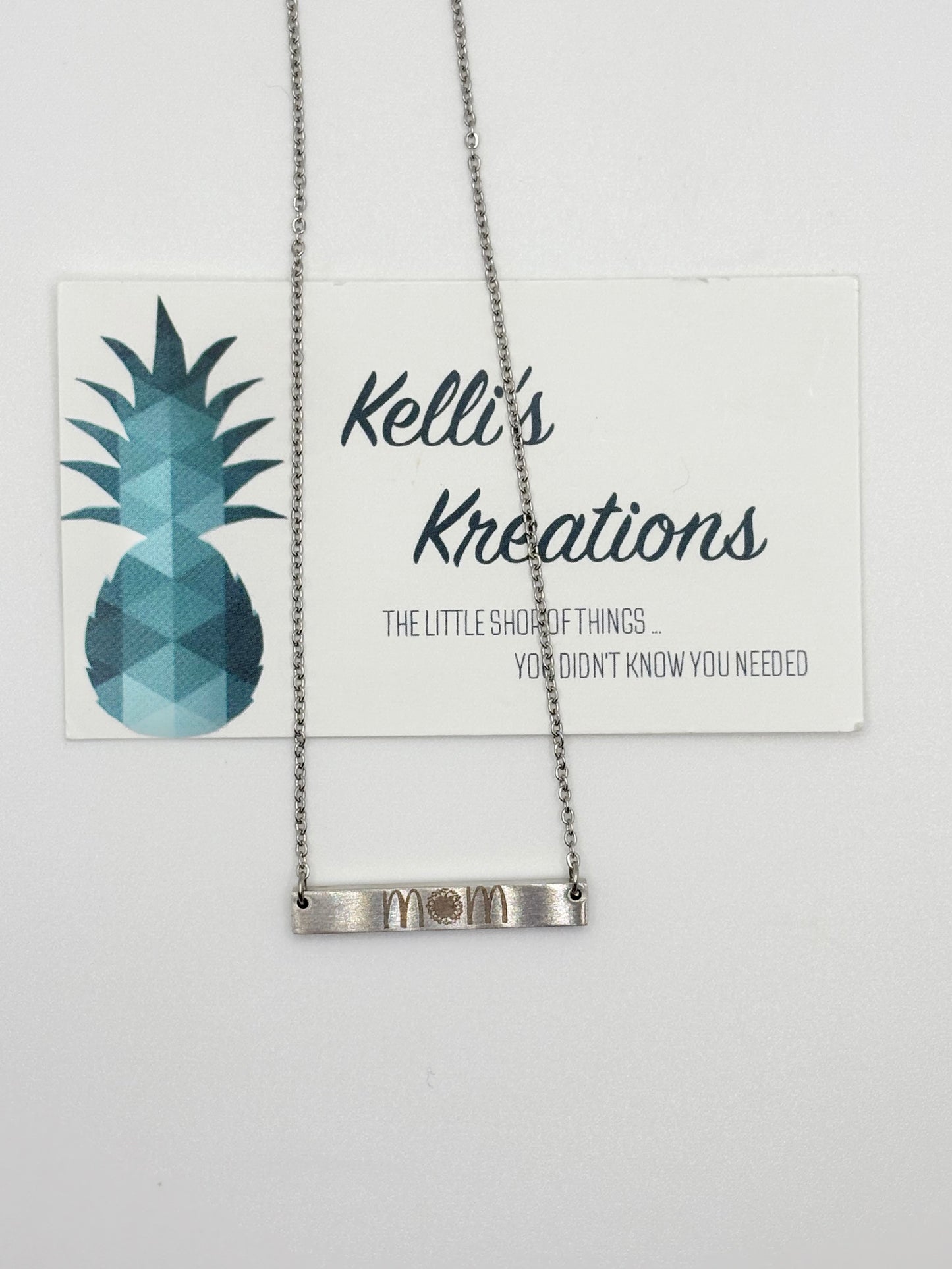 Silver Necklace-“Mom”