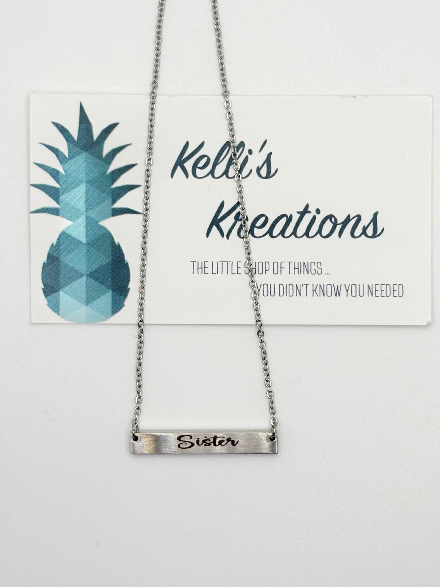Silver Necklace-“Sister”