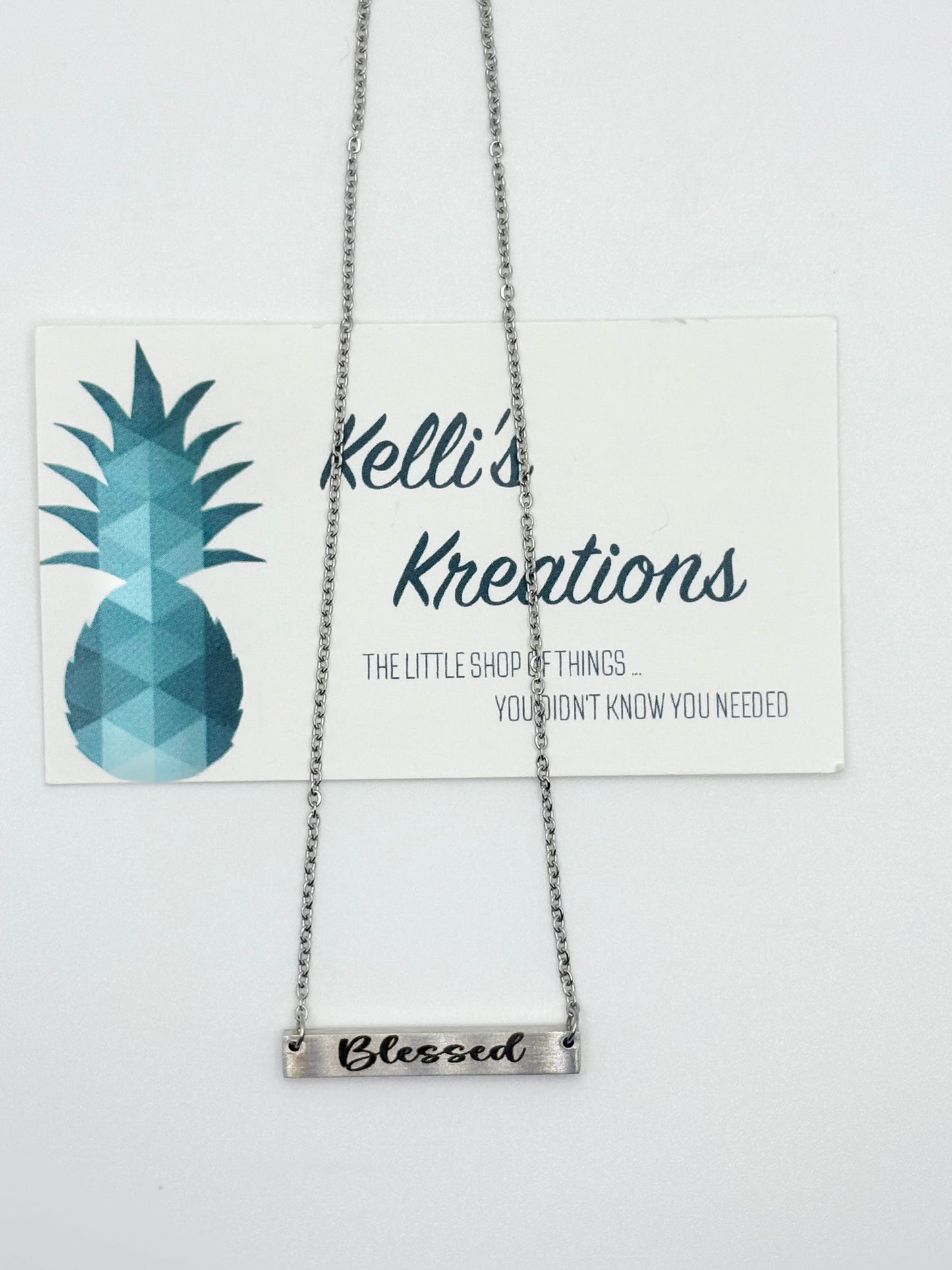 Silver necklace-“Blessed”