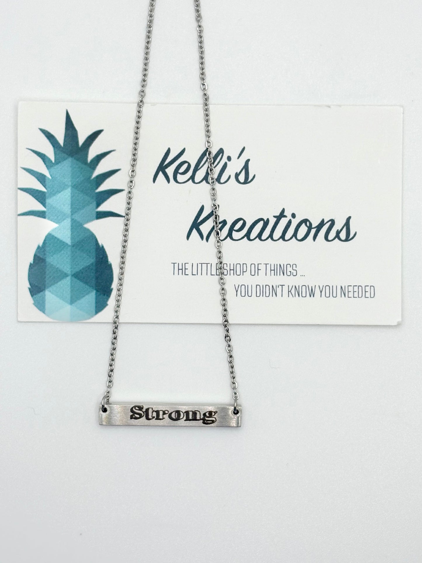 Silver Necklace-“Strong”