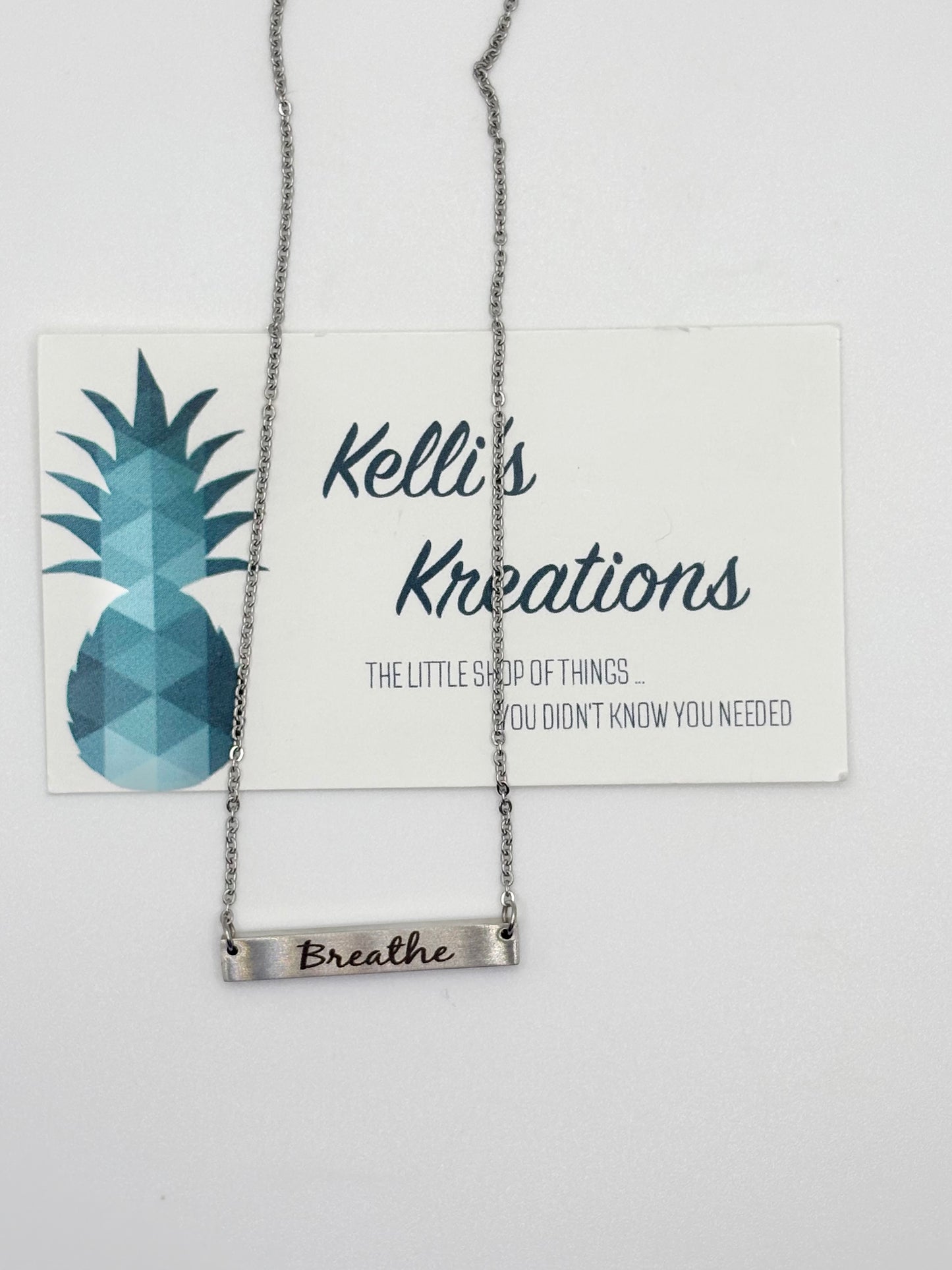 Silver necklace-“Breathe”