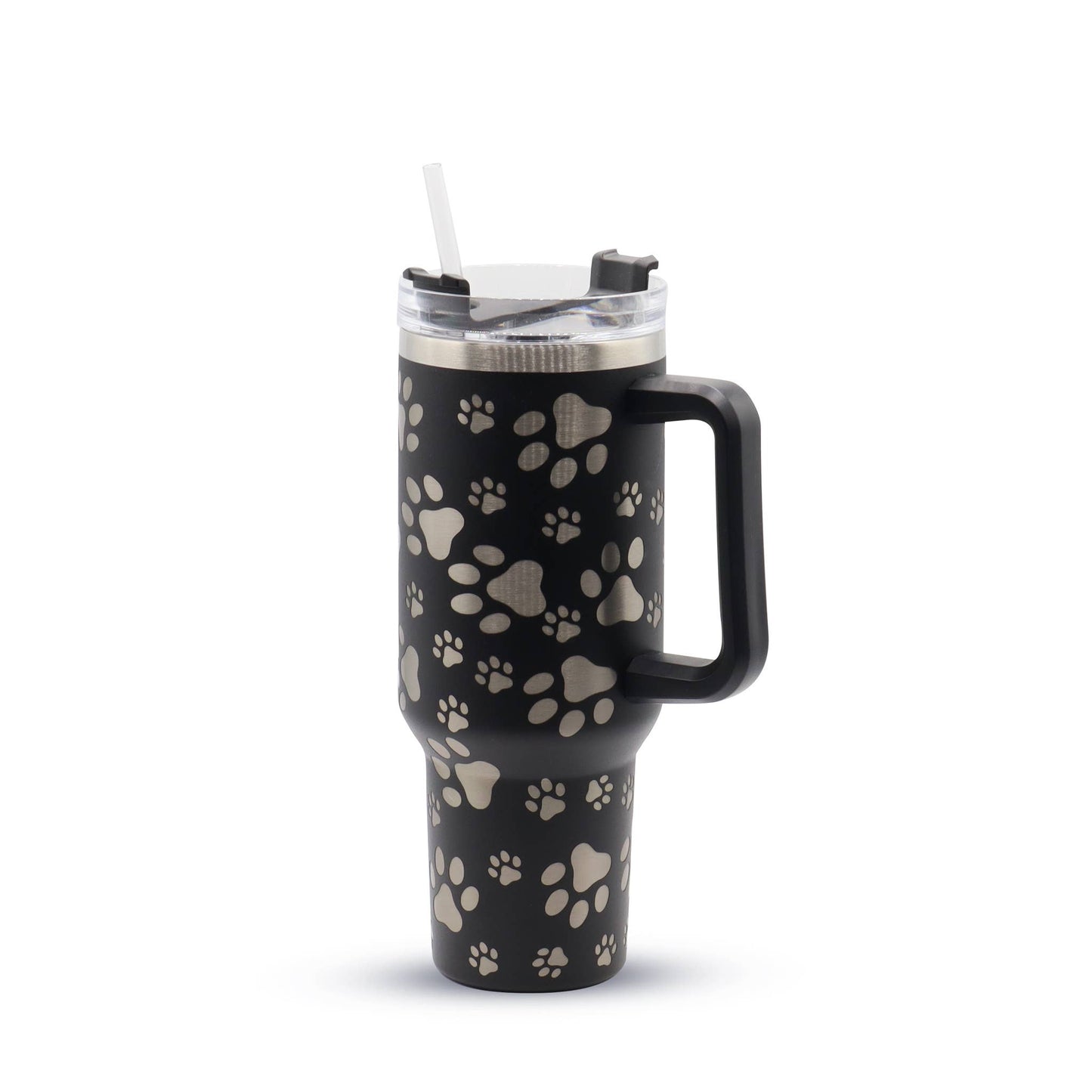 40oz Laser Etch (Paw) Tumbler: Black