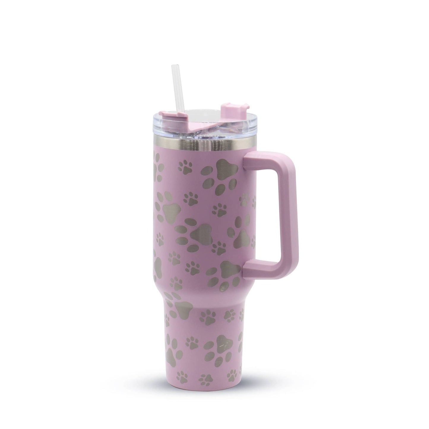 40oz Laser Etch (Paw) Tumbler: Pink
