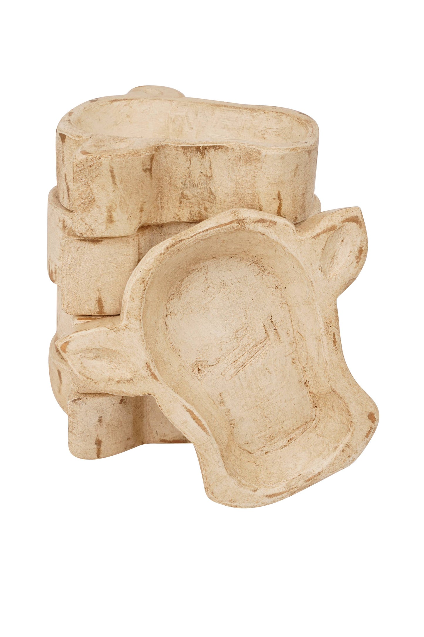 Mini-Cow Head Dough Bowl-Candle Ready-8x7 in-Mini Cow Head: Antiqued White