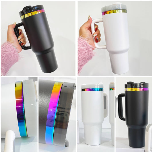 40oz Rainbow plated tumblers: Black