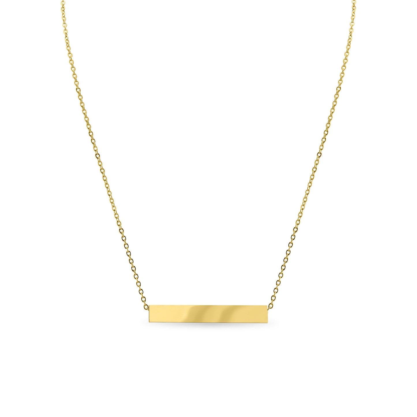 Large Square 4-Sided Horizontal Bar Polished Stainless Steel Necklace: Rose