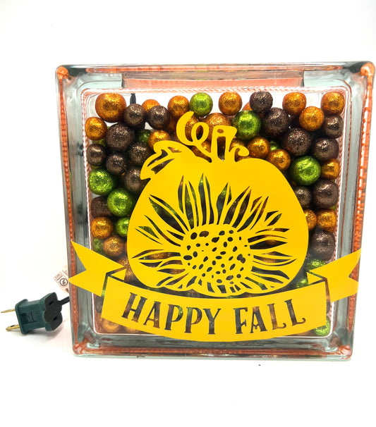 Happy Fall Glass Block