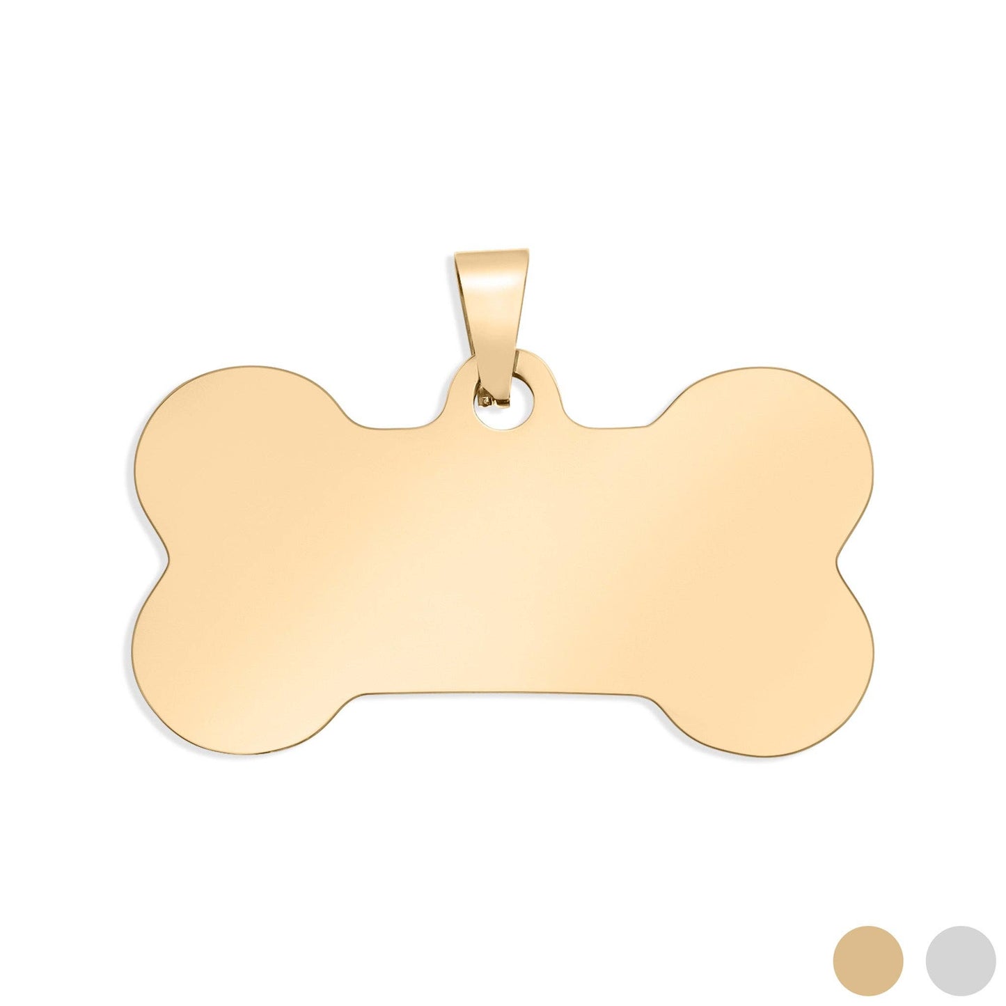 18K Gold PVD Stainless Steel Blank Dog Bone Pet Tag: Stainless / Large