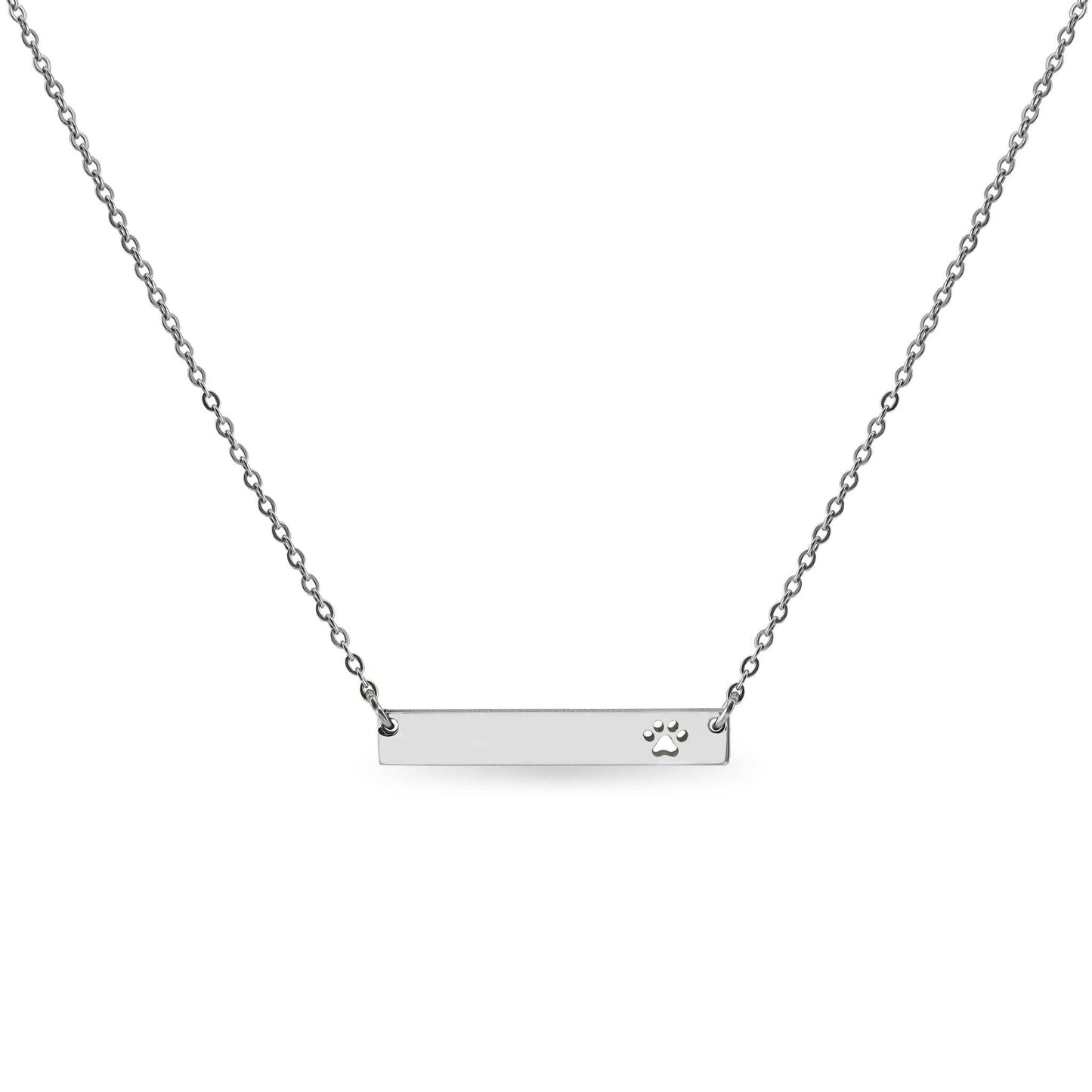 Stainless Steel Blank Cutout Paw Print Bar Necklace: Rainbow