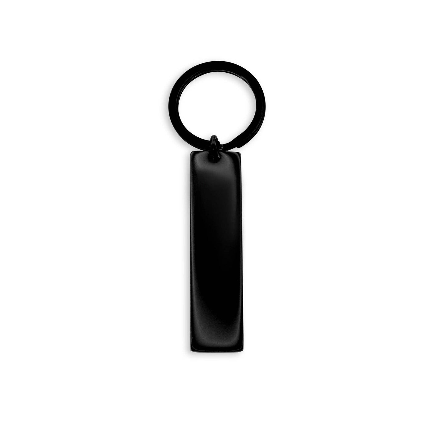 Blank Polished Stainless Steel Bar Keychain Pendant: Black