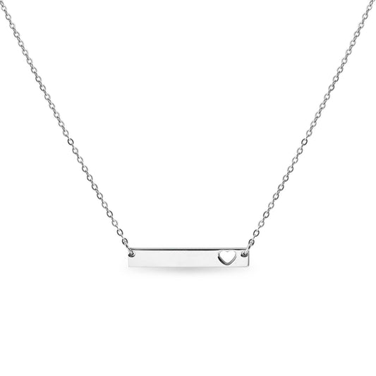 Blank Cutout Heart Bar Necklace: Stainless