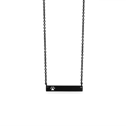 Stainless Steel Blank Cutout Paw Print Bar Necklace: Stainless