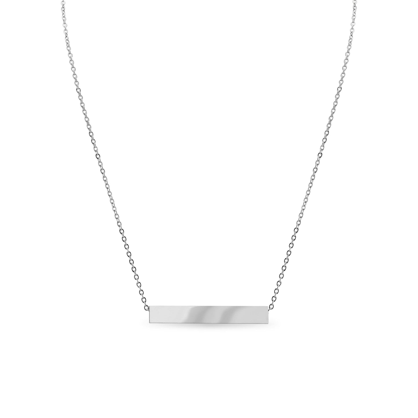 Large Square 4-Sided Horizontal Bar Polished Stainless Steel Necklace: Rose