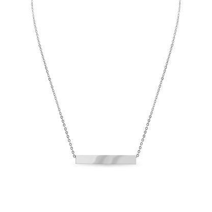 Large Square 4-Sided Horizontal Bar Polished Stainless Steel Necklace: Rose