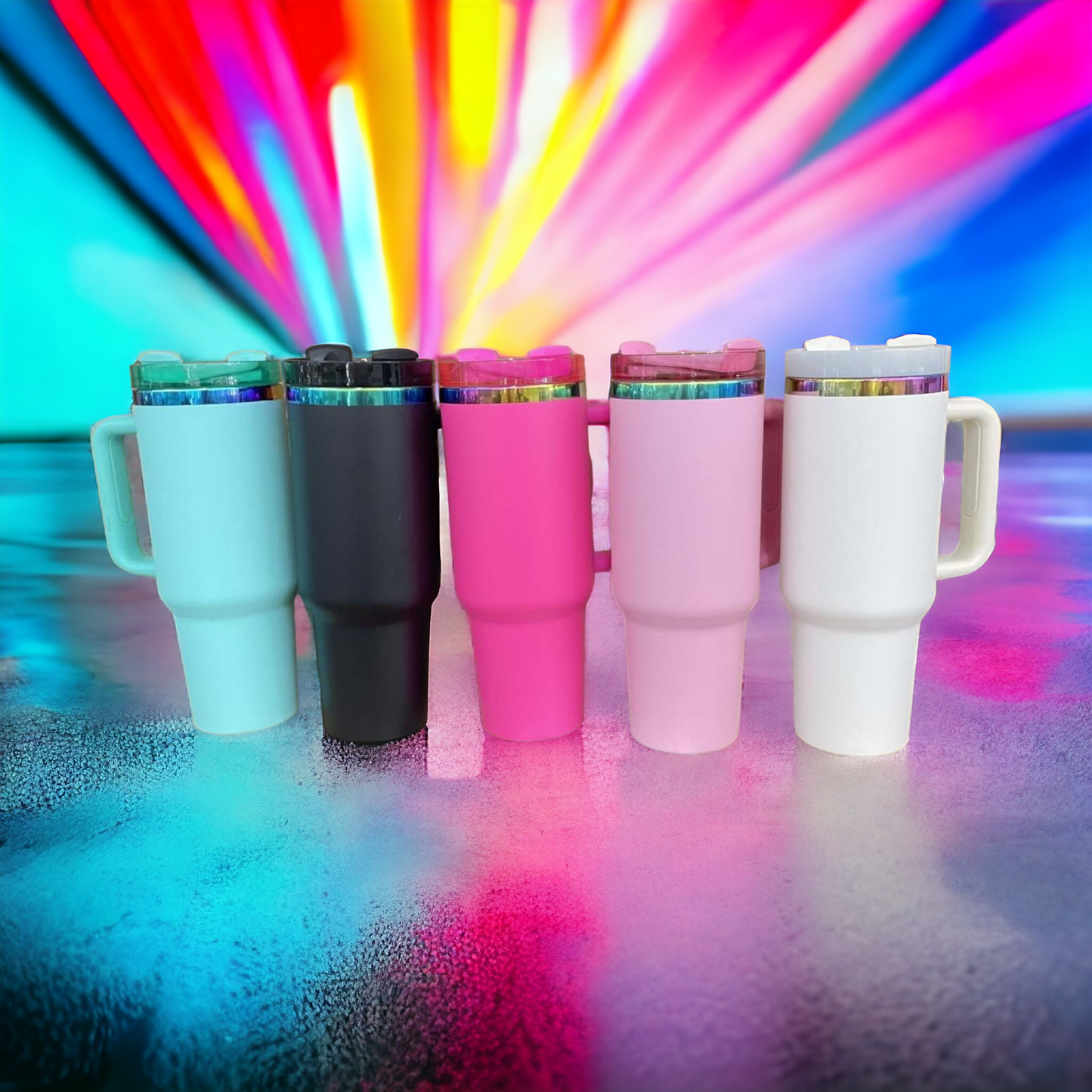 40oz Rainbow plated tumblers: Black