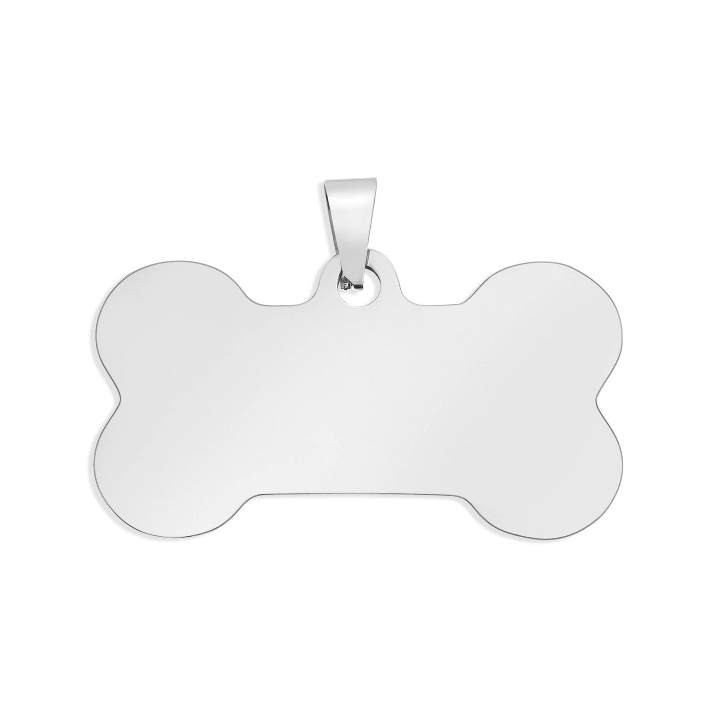 18K Gold PVD Stainless Steel Blank Dog Bone Pet Tag: Stainless / Large