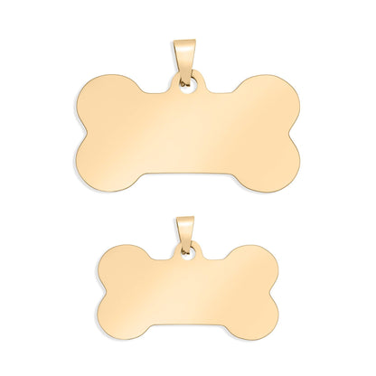 18K Gold PVD Stainless Steel Blank Dog Bone Pet Tag: Stainless / Large