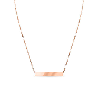 Large Square 4-Sided Horizontal Bar Polished Stainless Steel Necklace: Rose