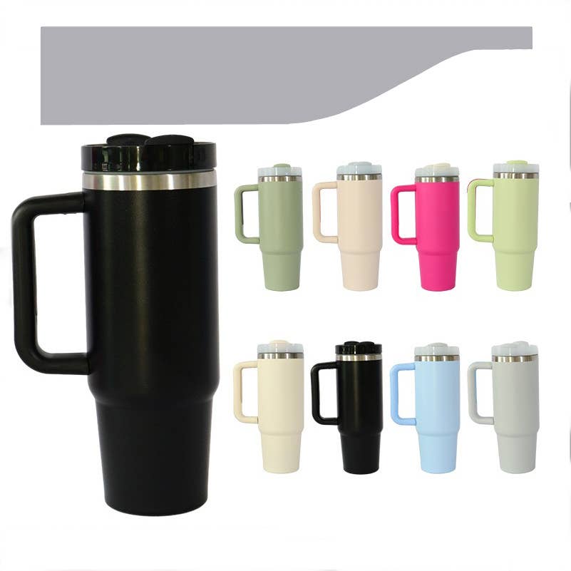 30oz Solid Color For Car Stainless Steel Tumbler with Handle