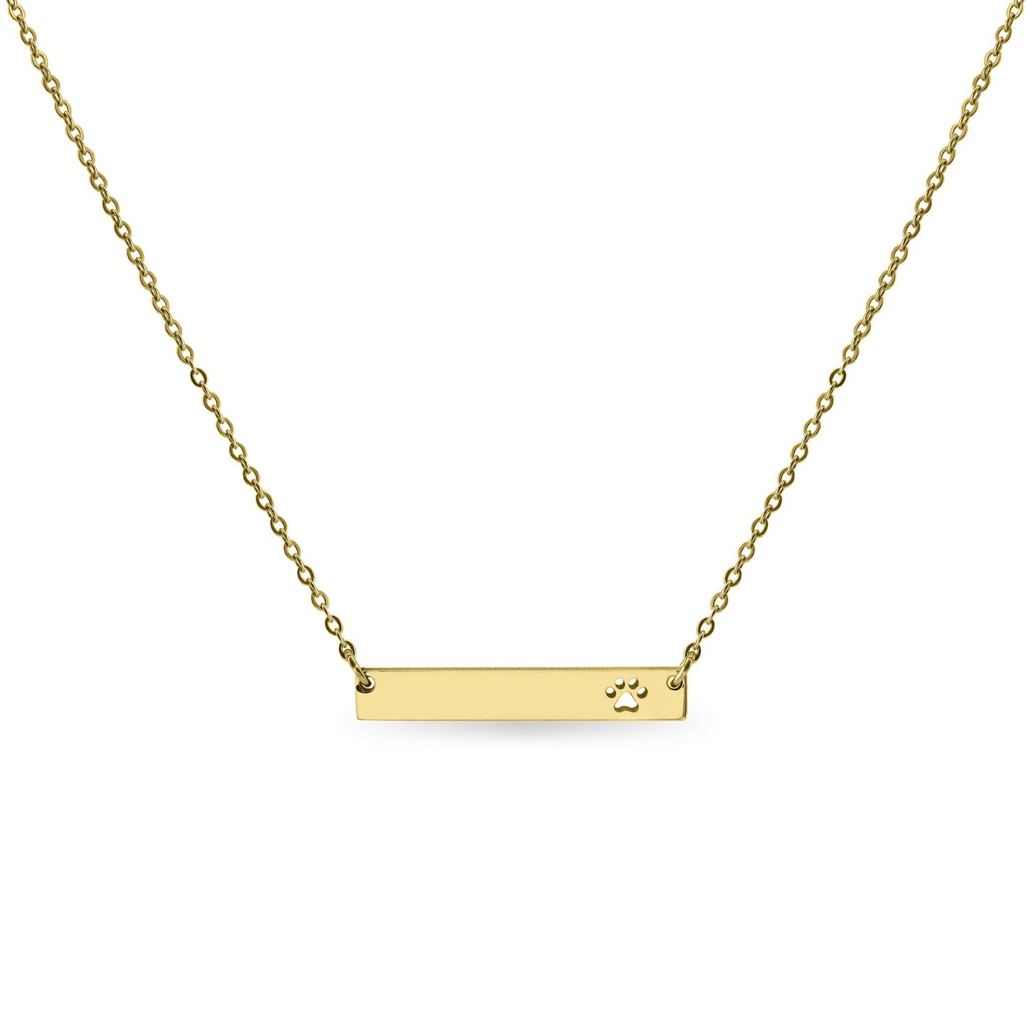 Stainless Steel Blank Cutout Paw Print Bar Necklace: Rose