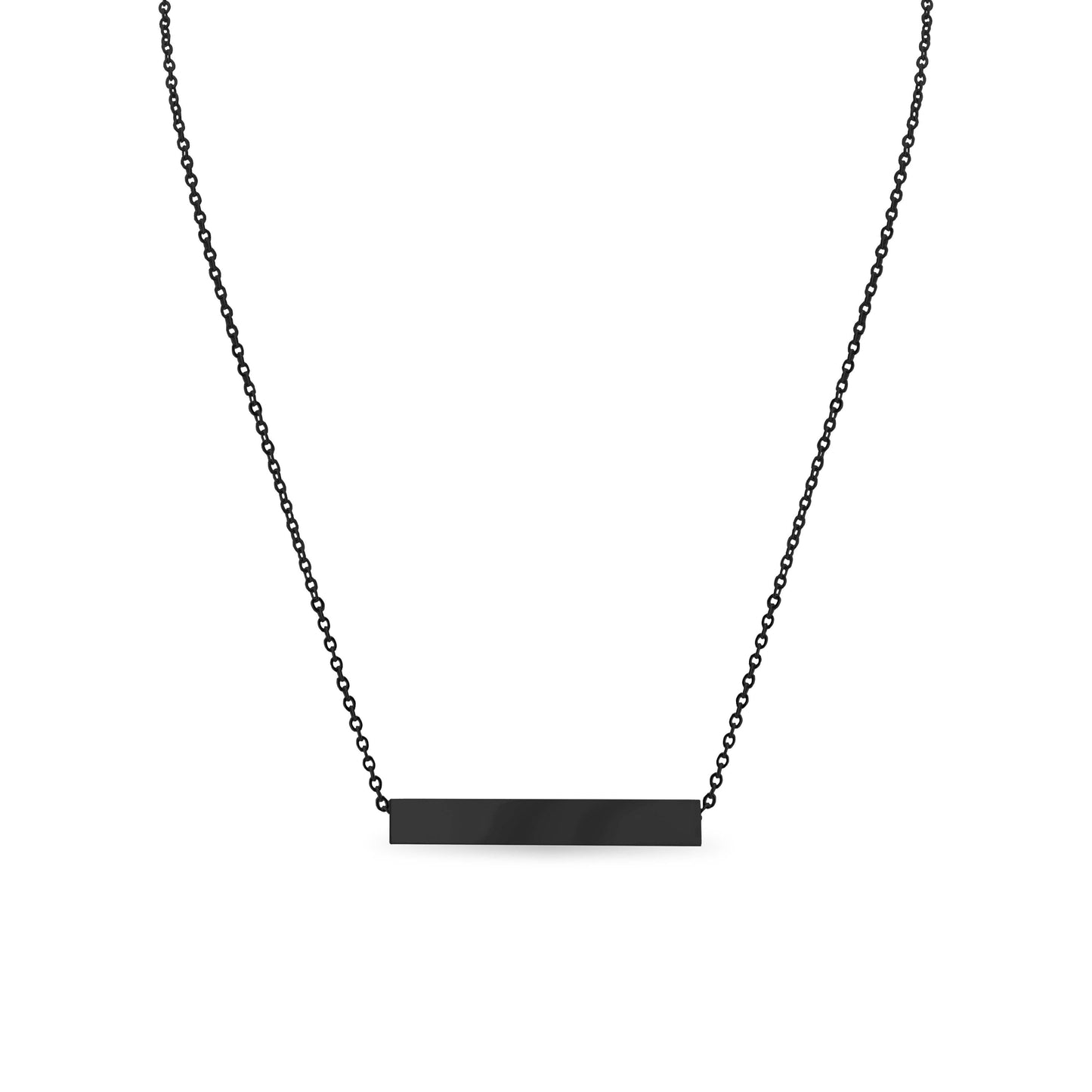 Large Square 4-Sided Horizontal Bar Polished Stainless Steel Necklace: Rose