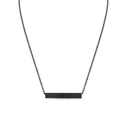 Large Square 4-Sided Horizontal Bar Polished Stainless Steel Necklace: Rose